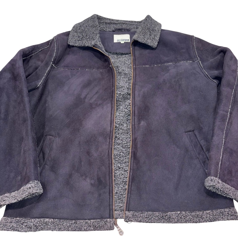 Y2K Point Zero Faux Suede Jacket M Faux Shearling Lined Full Zip Outerwear